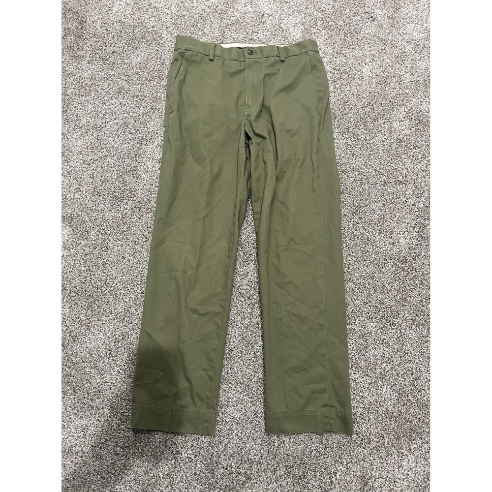 Brooks Brothers Advantage Chino Stretch Clark Fit Pants Olive Green Mens 32x30